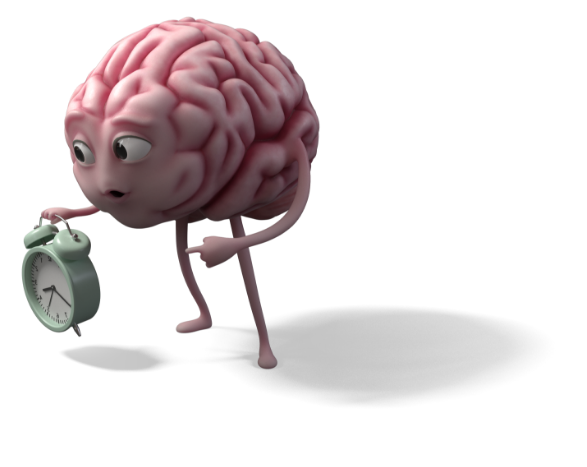 Hjärna med en väckarklocka