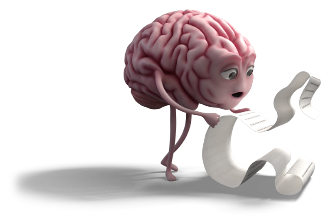 Hjärna läser papper